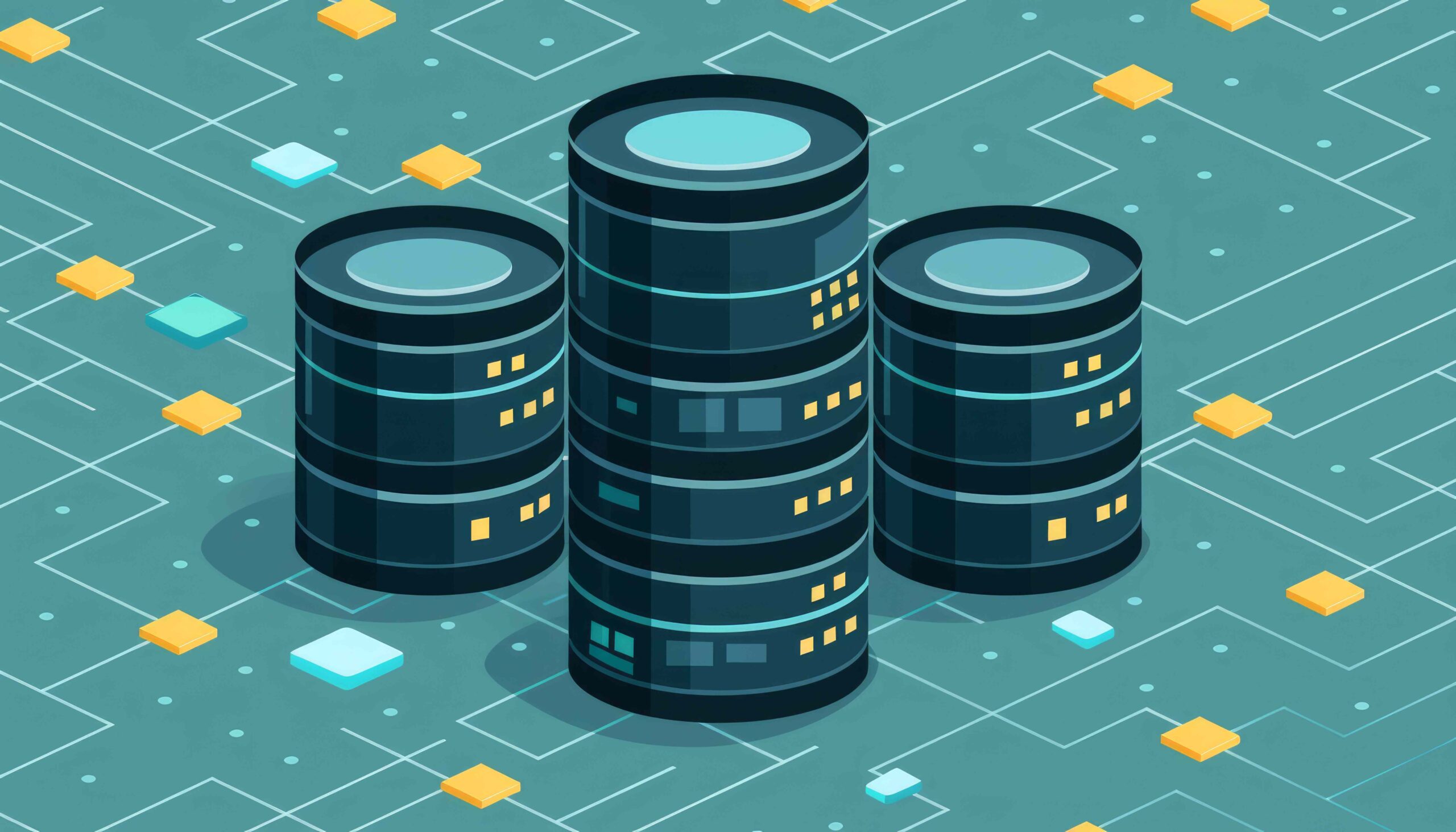 تصویر سرورهای داده در پس‌زمینه شبکه دیجیتال