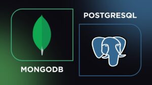 لوگوهای MongoDB و PostgreSQL کنار هم