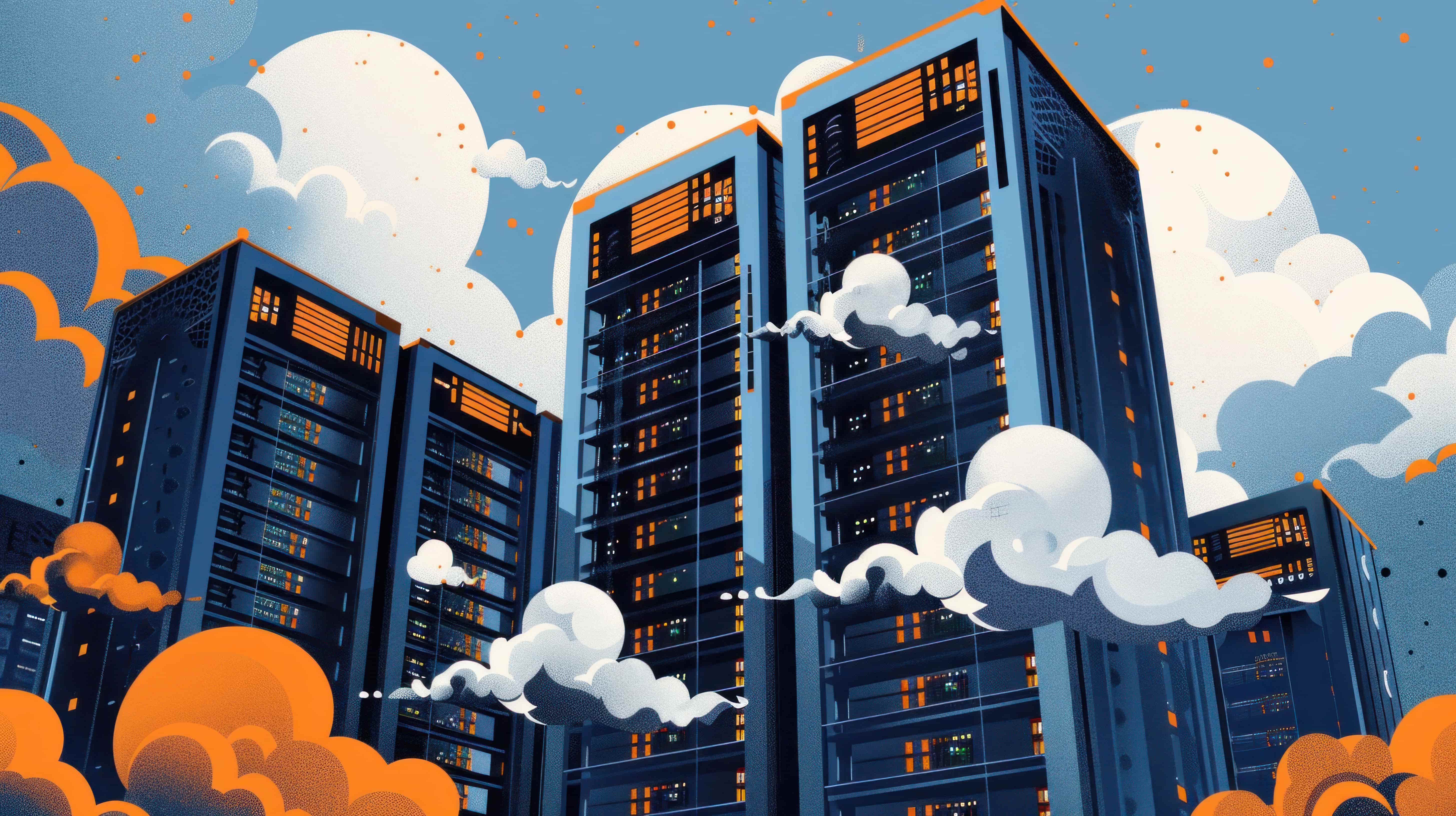 modern urban architecture skyscrapers against cloudy sky with orange accents depicting vibrant (1)