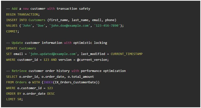 کدهای SQL برای مدیریت اطلاعات مشتری