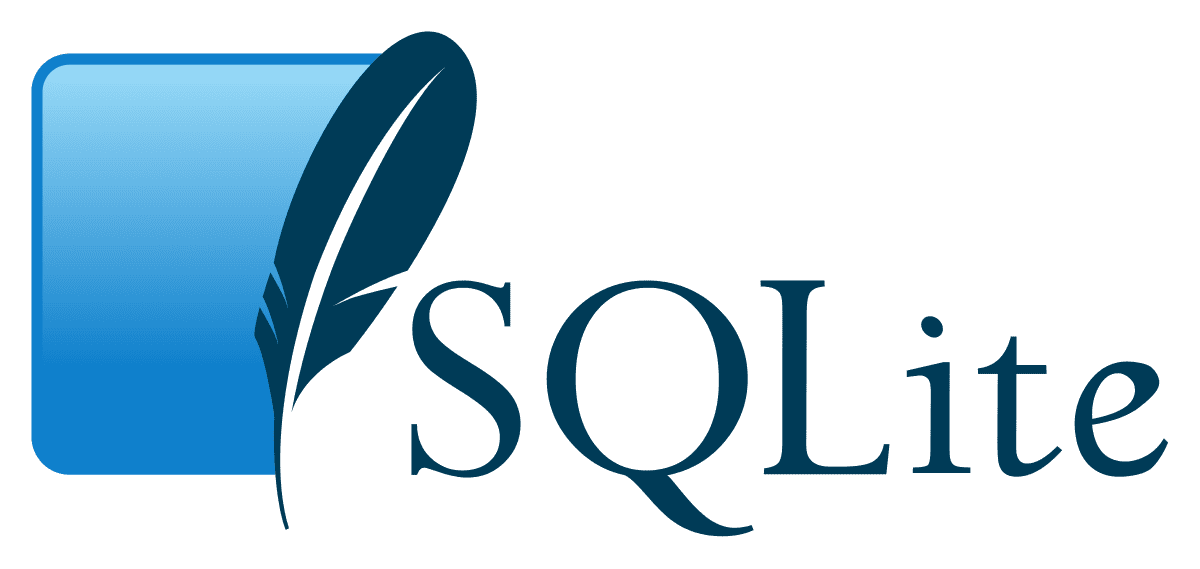 لوگوی SQLite با پر آبی و متن