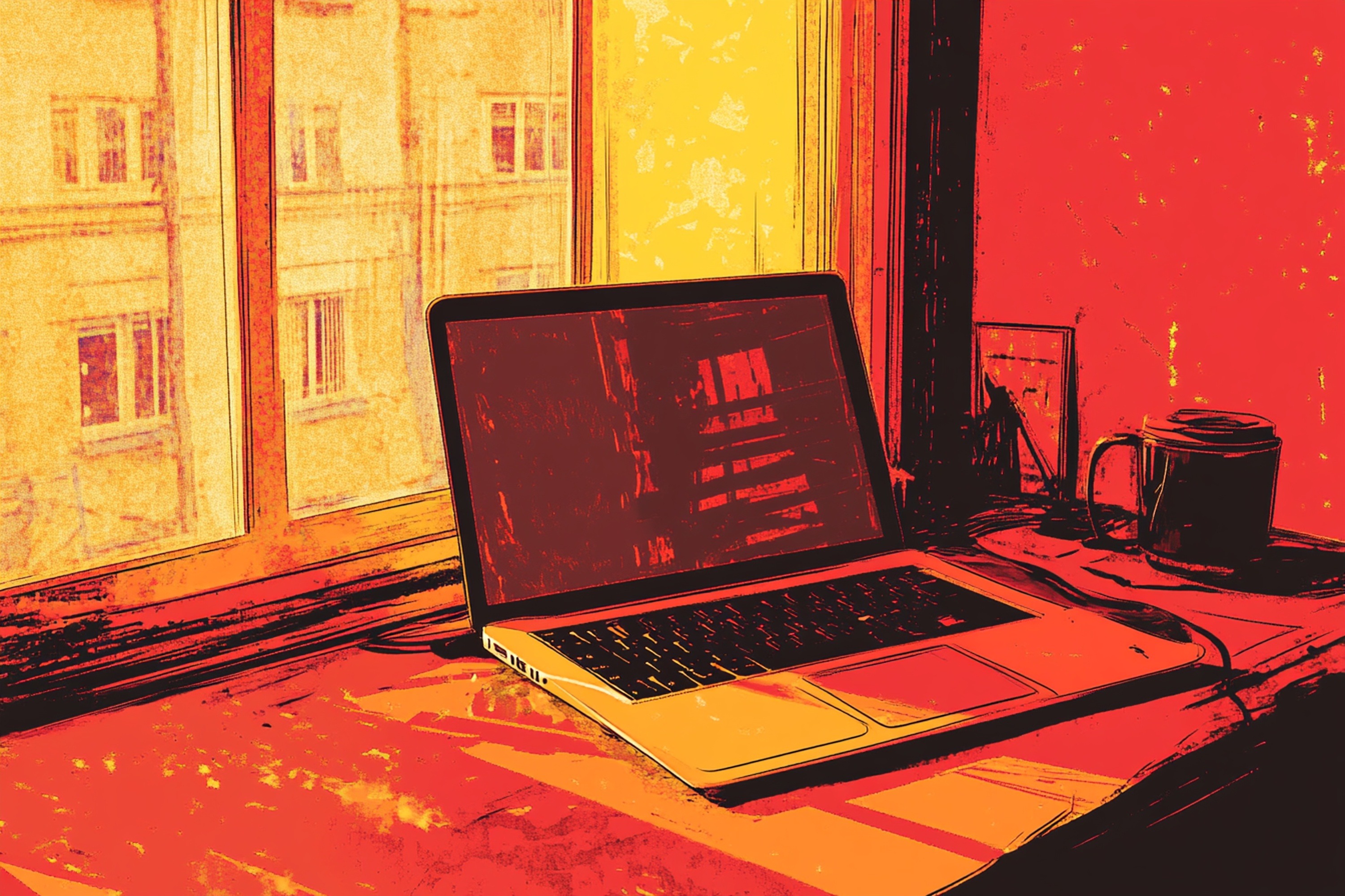 pop art image remote work low angle compositi generative ai