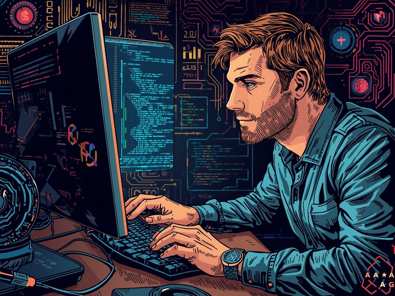 programmer coding on a cumpioter